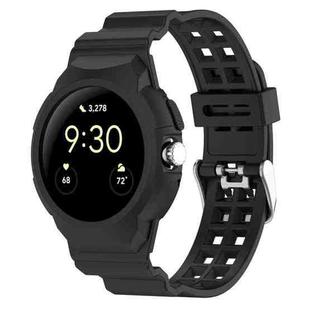 For Google Pixel Watch Integrated Fully Enclosed Silicone Watch Band(Black)