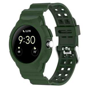 For Google Pixel Watch Integrated Fully Enclosed Silicone Watch Band(Army Green)