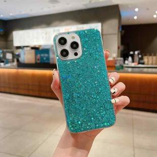 For iPhone 13 Glitter Sequins Epoxy TPU Phone Case(Green)