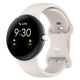 For Google Pixel Watch Loop Type Solid Color Silicone Watch Band, Size:L(Milky White)