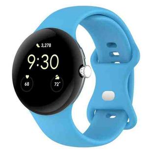 For Google Pixel Watch Loop Type Solid Color Silicone Watch Band, Size:L(Sky Blue)