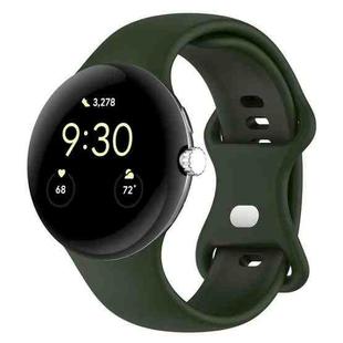 For Google Pixel Watch Loop Type Solid Color Silicone Watch Band, Size:L(Dark Green)