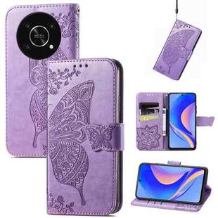 For Huawei nova Y90 Butterfly Love Flower Embossed Horizontal Flip Leather Case with Bracket / Card Slot / Wallet / Lanyard(Light Purple)