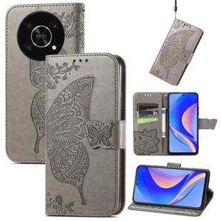 For Huawei nova Y90 Butterfly Love Flower Embossed Horizontal Flip Leather Case with Bracket / Card Slot / Wallet / Lanyard(Gray)