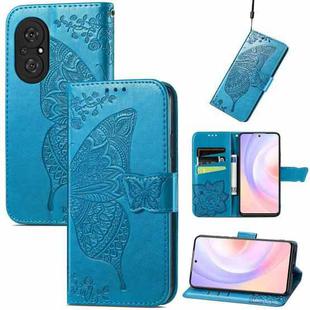 For Huawei Nova 9 SE Butterfly Love Flower Embossed Horizontal Flip Leather Case with Bracket / Card Slot / Wallet / Lanyard(Blue)