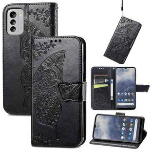 For Nokia G60 Butterfly Love Flower Embossed Horizontal Flip Leather Case with Bracket / Card Slot / Wallet / Lanyard(Black)