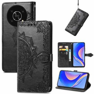 For Huawei Nova Y90 Mandala Flower Embossed Leather Phone Case(Black)