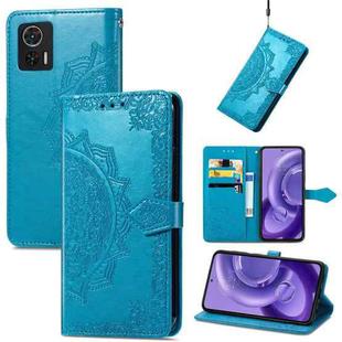 For Motorola Edge 30 Neo Mandala Flower Embossed Leather Phone Case(Blue)