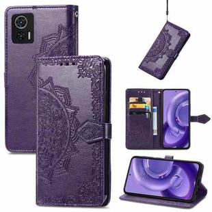 For Motorola Edge 30 Neo Mandala Flower Embossed Leather Phone Case(Purple)