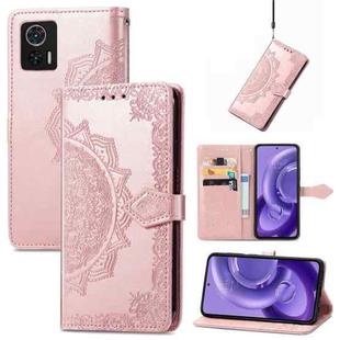 For Motorola Edge 30 Neo Mandala Flower Embossed Leather Phone Case(Rose Gold)