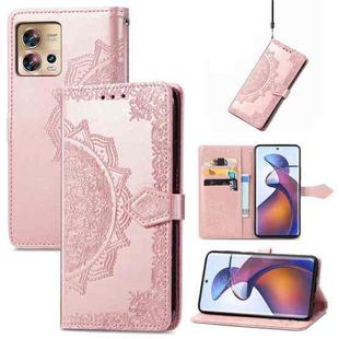 For Motorola Edge 30 Fusion Mandala Flower Embossed Leather Phone Case(Rose Gold)