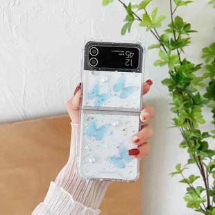 For SAMSUNG Galaxy Z Flip3 Butterfly Glitter  TPU Phone Case(Light Blue)
