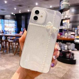 For iPhone 12 Pro Pearl Bow Glitter Epoxy TPU Phone Case(Cross Knot)
