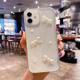 For iPhone 12 mini Pearl Bow Glitter Epoxy TPU Phone Case(Three Knots)