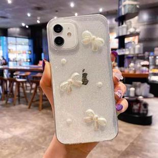 For iPhone 11 Pro Pearl Bow Glitter Epoxy TPU Phone Case(Three Knots)