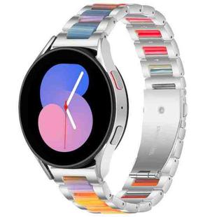 For Galaxy Watch 5 40 / 44mm Interbead Resin Metal Watch Band(Silver Rainbow)