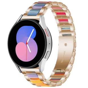 For Galaxy Watch 5 40 / 44mm Interbead Resin Metal Watch Band(Rose Gold Rainbow)