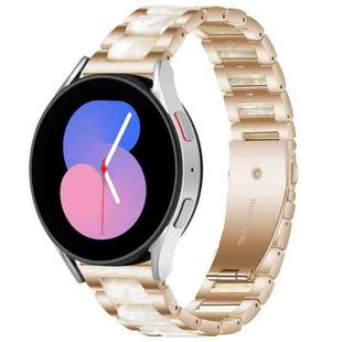 For Galaxy Watch 5 40 / 44mm Interbead Resin Metal Watch Band(Rose Gold White)