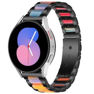 For Galaxy Watch 5 40 / 44mm Interbead Resin Metal Watch Band(Black Rainbow)