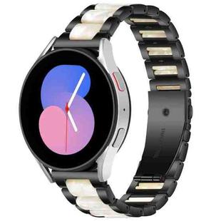 For Galaxy Watch 5 40 / 44mm Interbead Resin Metal Watch Band(Black White)