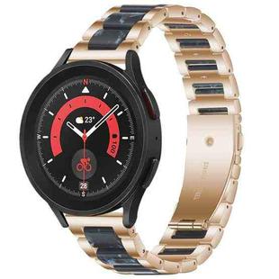 For Galaxy Watch 5 Pro 45mm Interbead Resin Metal Watch Band(Rose Gold Blue)
