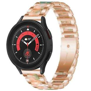 For Galaxy Watch 5 Pro 45mm Interbead Resin Metal Watch Band(Rose Gold Green)