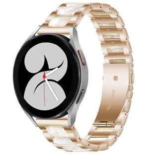 For Galaxy Watch 4 40 / 44mm Interbead Resin Metal Watch Band(Rose Gold White)