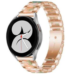 For Galaxy Watch 4 40 / 44mm Interbead Resin Metal Watch Band(Rose Gold Green)