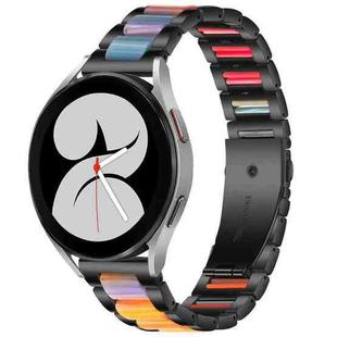 For Galaxy Watch 4 40 / 44mm Interbead Resin Metal Watch Band(Black Rainbow)