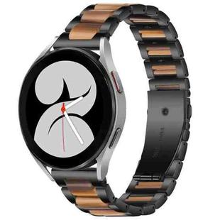 For Galaxy Watch 4 40 / 44mm Interbead Resin Metal Watch Band(Black Brown)