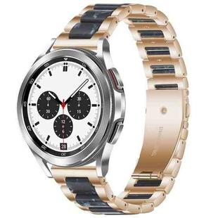 For Galaxy Watch 4 Classic 42 / 46mm Interbead Resin Metal Watch Band(Rose Gold Blue)