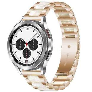 For Galaxy Watch 4 Classic 42 / 46mm Interbead Resin Metal Watch Band(Rose Gold White)
