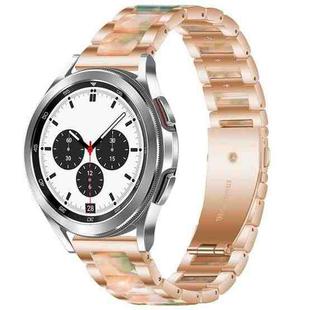 For Galaxy Watch 4 Classic 42 / 46mm Interbead Resin Metal Watch Band(Rose Gold Green)