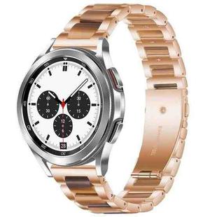 For Galaxy Watch 4 Classic 42 / 46mm Interbead Resin Metal Watch Band(Rose Gold Brown)