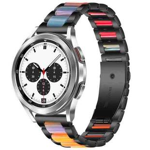 For Galaxy Watch 4 Classic 42 / 46mm Interbead Resin Metal Watch Band(Black Rainbow)