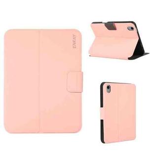 For iPad 10th Gen 10.9 2022 ENKAY TPU Back Cover Smart Leather Tablet Case with Pen Slot & Holder(Pink)