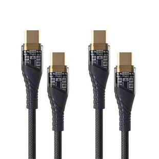 2pcs 65W USB-C / Type-C to Type-C Transparent Fast Charging Data Cable, Length: 1m(Black)