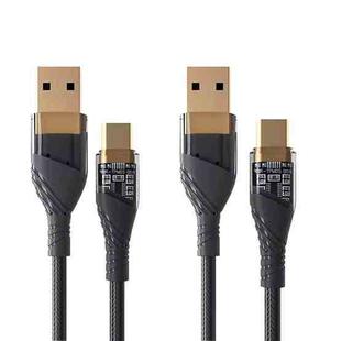 2pcs 4A USB to Type-C Transparent Fast Charging Data Cable, Length: 1m(Black)