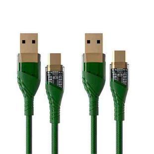 2pcs 4A USB to Type-C Transparent Fast Charging Data Cable, Length: 1m(Green)