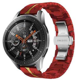 For Samsung Galaxy watch 46mm Armor Stainless Steel Metal Watch Band(Red+Gold)