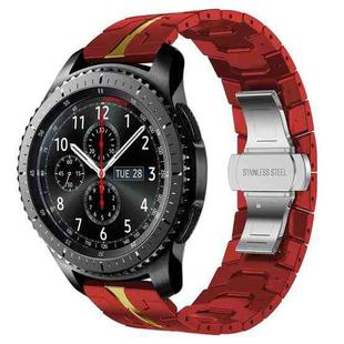 For Samsung Gear S3 Frontier Armor Stainless Steel Metal Watch Band(Red+Gold)