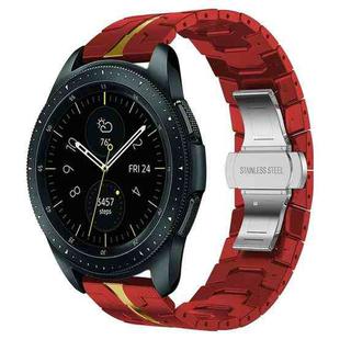 For Samsung Galaxy watch 42mm Armor Stainless Steel Metal Watch Band(Red+Gold)