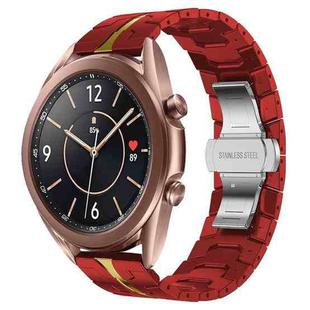 For Samsung Galaxy Watch3 41mm Armor Stainless Steel Metal Watch Band(Red+Gold)