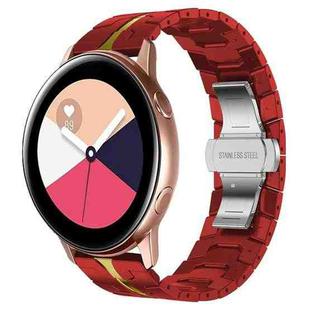 For Samsung Galaxy Watch Active Armor Stainless Steel Metal Watch Band(Red+Gold)