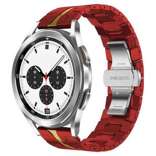 For Samsung Galaxy Watch4 / Watch4 Classic Armor Stainless Steel Metal Watch Band(Red+Gold)