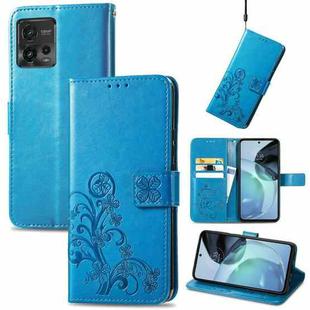 For Motorola Moto G72 Four-leaf Clasp Embossed Leather Phone Case(Blue)