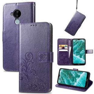 For Nokia C30 Four-leaf Clasp Embossed Leather Phone Case(Purple)