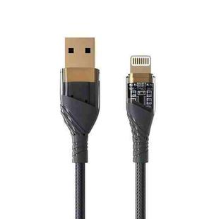 2.4A USB to 8 Pin Transparent Fast Charging Data Cable, Length: 1m(Black)