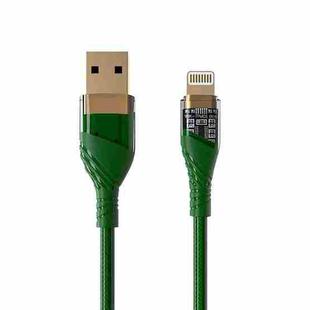 2.4A USB to 8 Pin Transparent Fast Charging Data Cable, Length: 1m(Green)