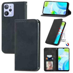 For Realme C31 Retro Skin Feel Magnetic Flip Leather Phone Case(Black)